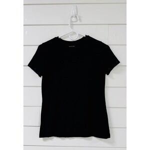 Saks Fifth Avenue Womens Black Short Sleeve Crewneck T-Shirt Size S Small